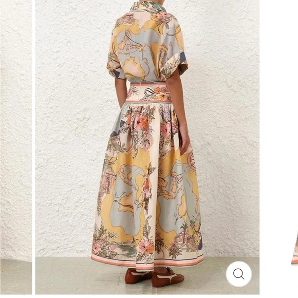 Floral Maxi Skirt in Cream and Blue - Picture 3 of 5